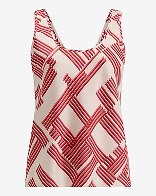 Printed Satin Scoop Neck Tank