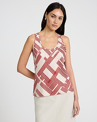 Printed Satin Scoop Neck Tank