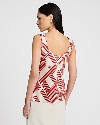 Printed Satin Scoop Neck Tank