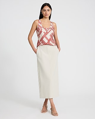 Printed Satin Scoop Neck Tank