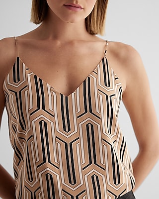 Satin Printed V-Neck Downtown Cami