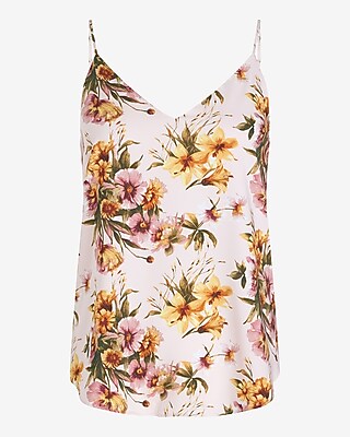 V NECK DT CAMI PSG AO PETITE DAHLIAS AND LILLIES 9709729:PRINT-PINK:L