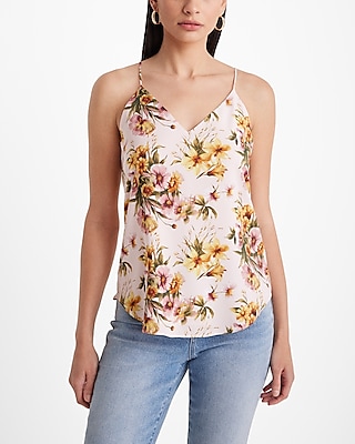 V NECK DT CAMI PSG AO PETITE DAHLIAS AND LILLIES 9709729:PRINT-PINK:L