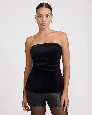 Velvet Strapless Ruched Tube Top