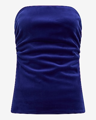 Velvet Strapless Ruched Tube Top