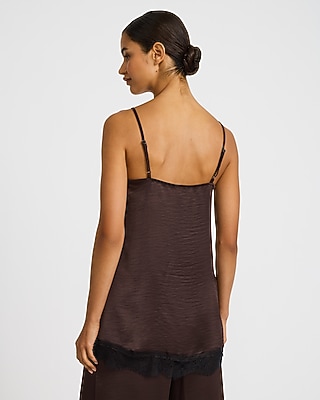 Satin Lace Trim Square Neck Tunic Cami
