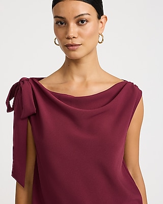 Crepe Cowl Neck Bow Top - thumbnail 2
