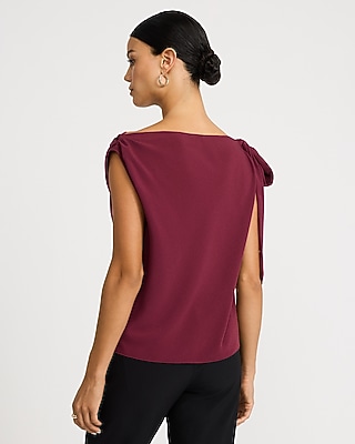 Crepe Cowl Neck Bow Top - thumbnail 3
