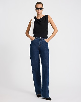 Crepe Color Block Cowl Neck Bow Top