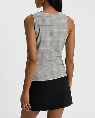 Plaid Tie Front Tank