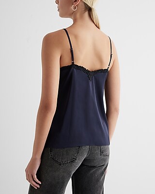 Satin V-Neck Lace Trim Downtown Cami