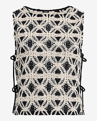 Two Tone Crochet Tie Side Tank