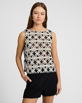 Two Tone Crochet Tie Side Tank