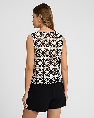 Two Tone Crochet Tie Side Tank