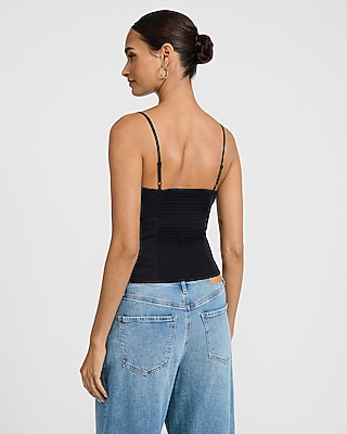 Fitted Ruched Tie Neck Smocked Back Cami