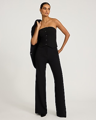 Signature Stretch Strapless Button Front Tailored Tube Top