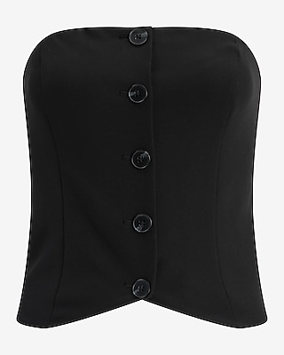 Signature Stretch Strapless Button Front Tailored Tube Top