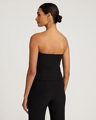 Signature Stretch Strapless Button Front Tailored Tube Top