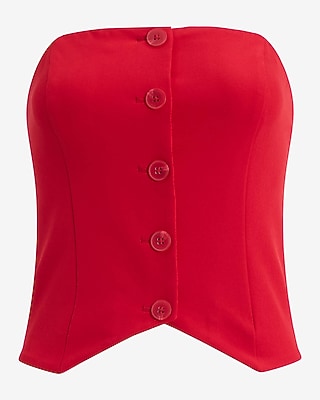 Signature Stretch Strapless Button Front Tailored Tube Top - image 5