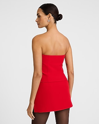 Signature Stretch Strapless Button Front Tailored Tube Top - image 3