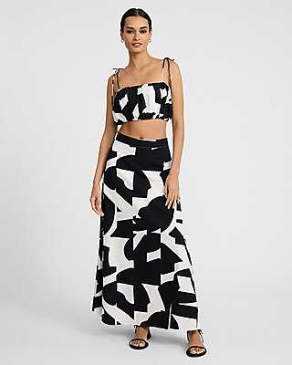 Printed Tie Strap Cropped Bubble Cami