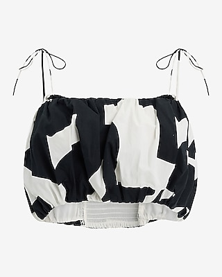 Printed Tie Strap Cropped Bubble Cami