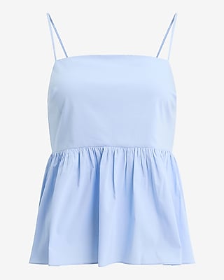 Poplin Square Neck Peplum Babydoll Cami