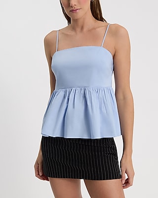 Poplin Square Neck Peplum Babydoll Cami