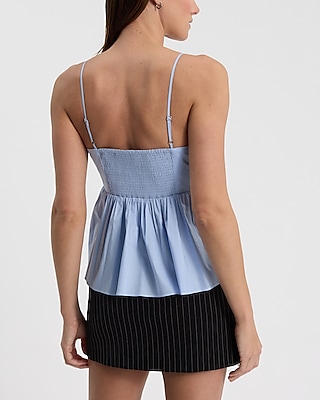 Poplin Square Neck Peplum Babydoll Cami