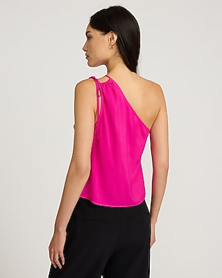 Georgette One Shoulder Double Strap Tie Tank