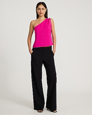 Georgette One Shoulder Double Strap Tie Tank