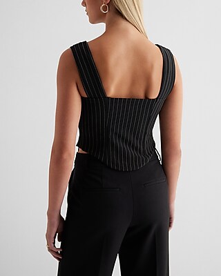 Striped Convertible Strap Draped Corset Top