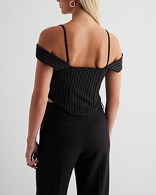 Striped Convertible Strap Draped Corset Top