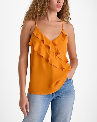V-neck Ruffle Front Downtown Cami | Express