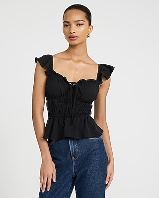 V-neck Flutter Sleeve Top | Express