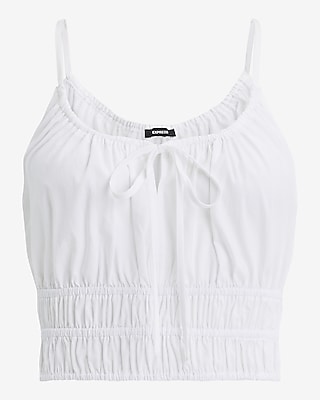 Scoop Neck Smocked Tie Front Cami
