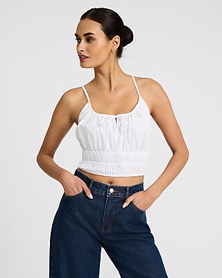 Scoop Neck Smocked Tie Front Cami