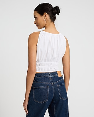Scoop Neck Smocked Tie Front Cami