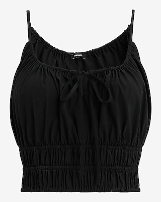 Scoop Neck Smocked Tie Front Cami
