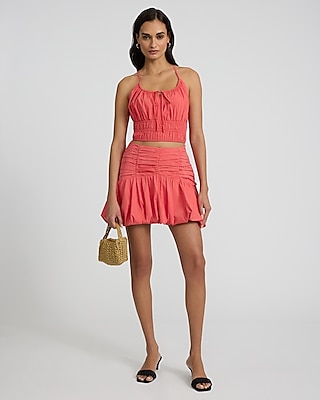 Scoop Neck Smocked Tie Front Cami