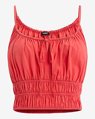 Scoop Neck Smocked Tie Front Cami