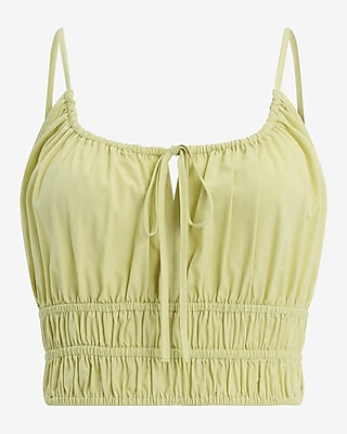 Scoop Neck Smocked Tie Front Cami