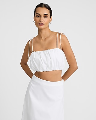 Tie Strap Cropped Bubble Cami