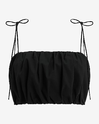 Tie Strap Cropped Bubble Cami