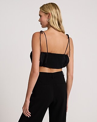 Tie Strap Cropped Bubble Cami