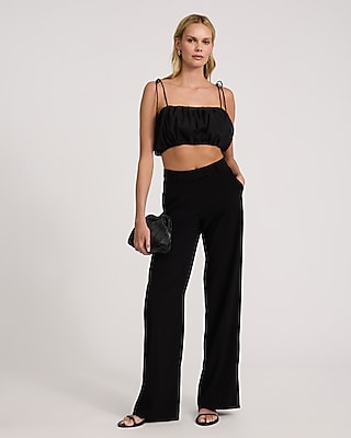 Tie Strap Cropped Bubble Cami
