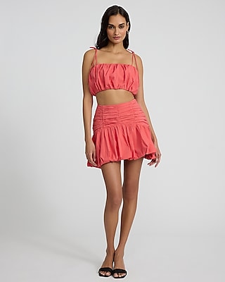 Tie Strap Cropped Bubble Cami