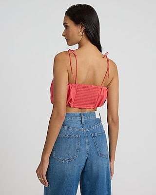 Tie Strap Cropped Bubble Cami