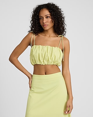 Tie Strap Cropped Bubble Cami