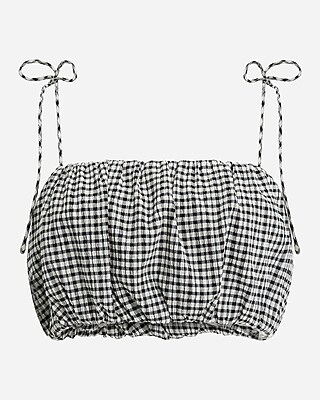 Gingham Tie Strap Cropped Bubble Cami